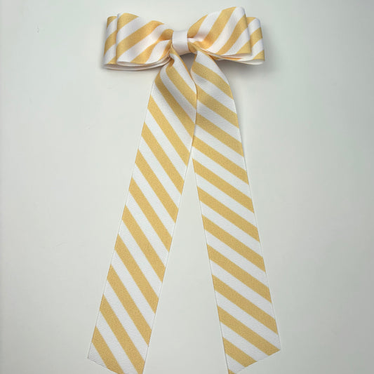 Spring Yellow and White Striped Bow