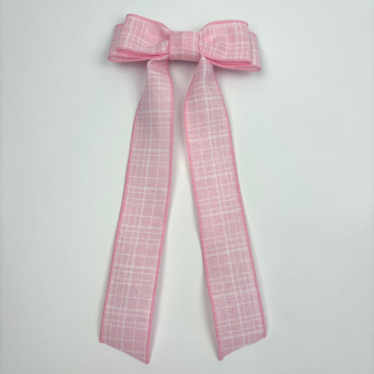 A Summer Collection Light Pink Windowpane Print Bow