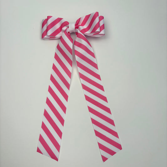 A CDP Collection Pink and White Striped Bow