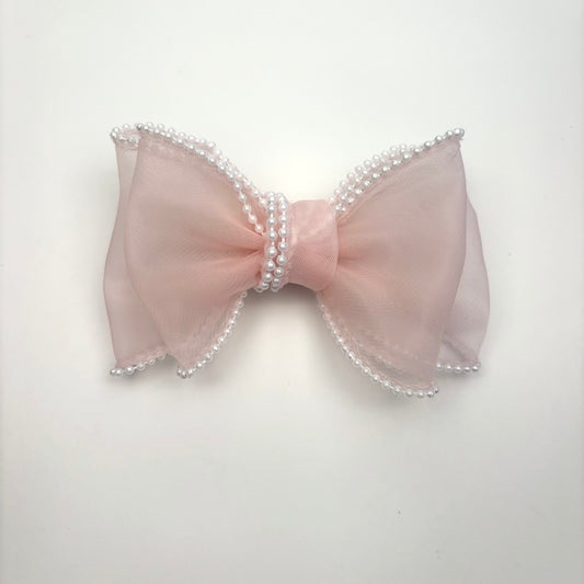 A Spring Beaded Pink Sheer Mini Bow