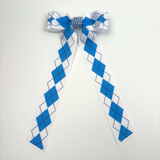 A Fall Collection Blue Argyle Print with Rhinestones