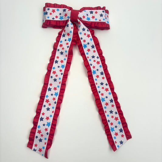 CDP Collection Patriotic Star Layered Ruffle Bow