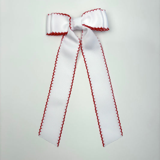 A Spring White Moonstitch Hair Bow