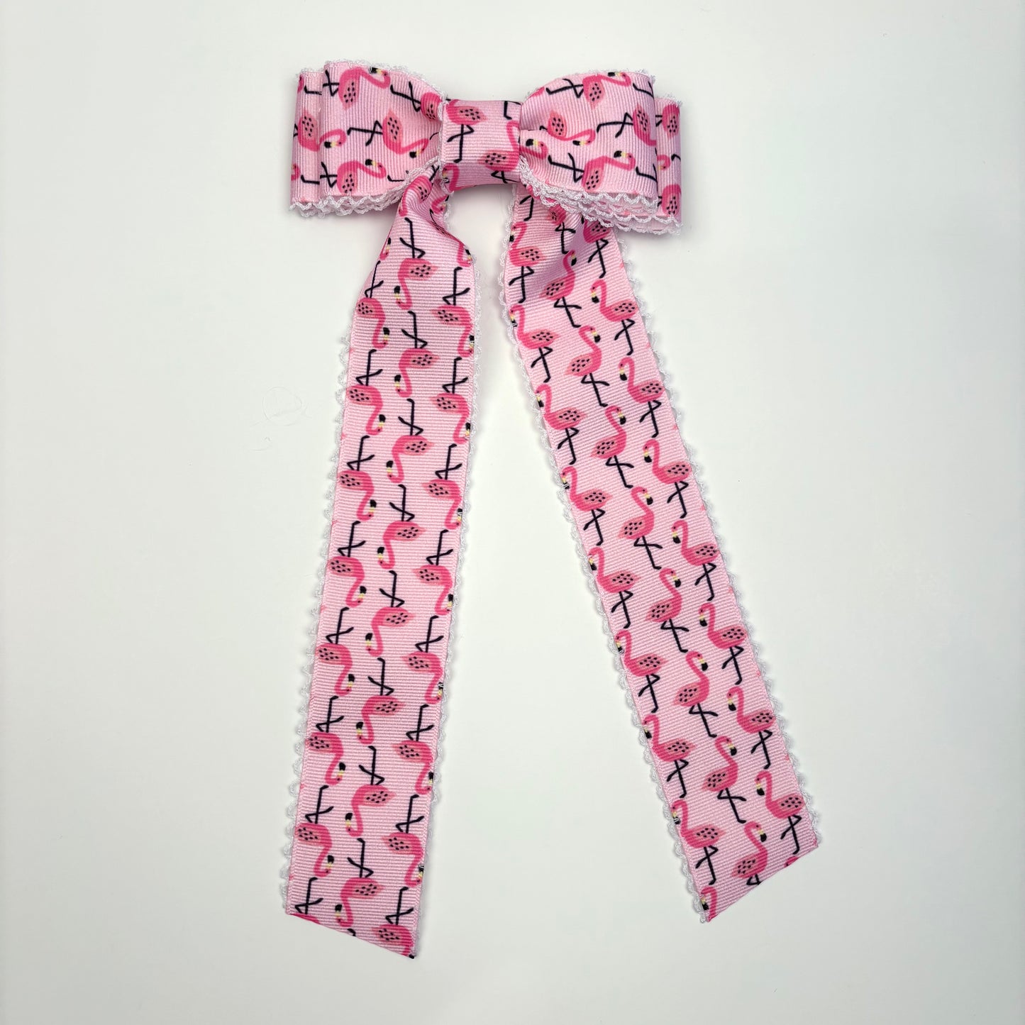 A Spring Flamingo Moonstitch Hair Bow