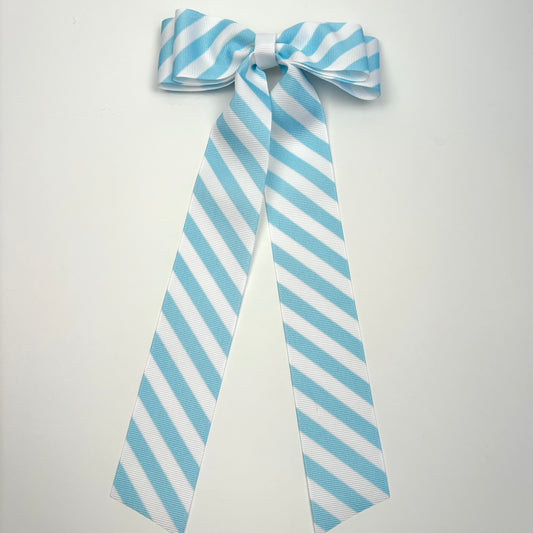 A Spring Aqua and White Striped Bow