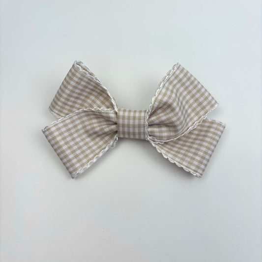 A Fall Collection Beige Gingham Mini Bow