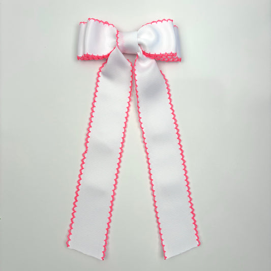 Spring Moonstitch White Neon Pink Bow