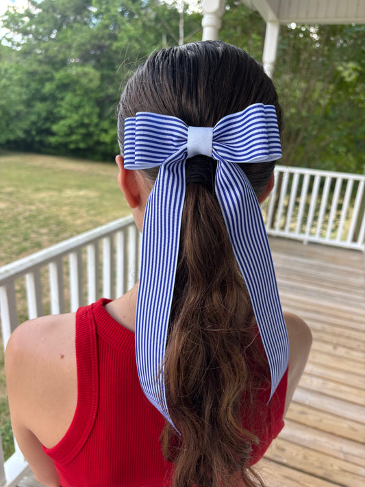 A Summer Collection Blue Seersucker Bow