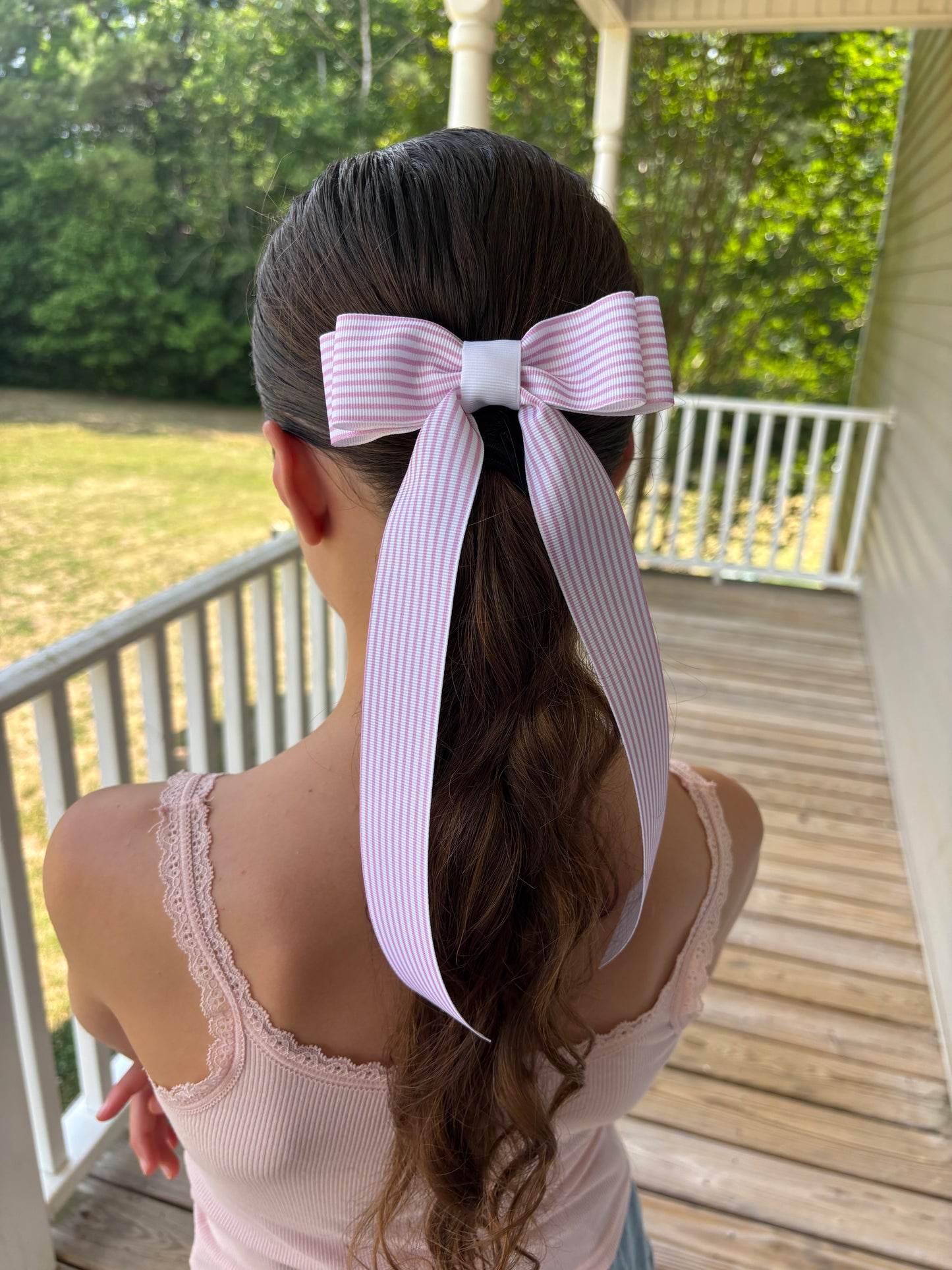 A Summer Collection Pink Seersucker Bow