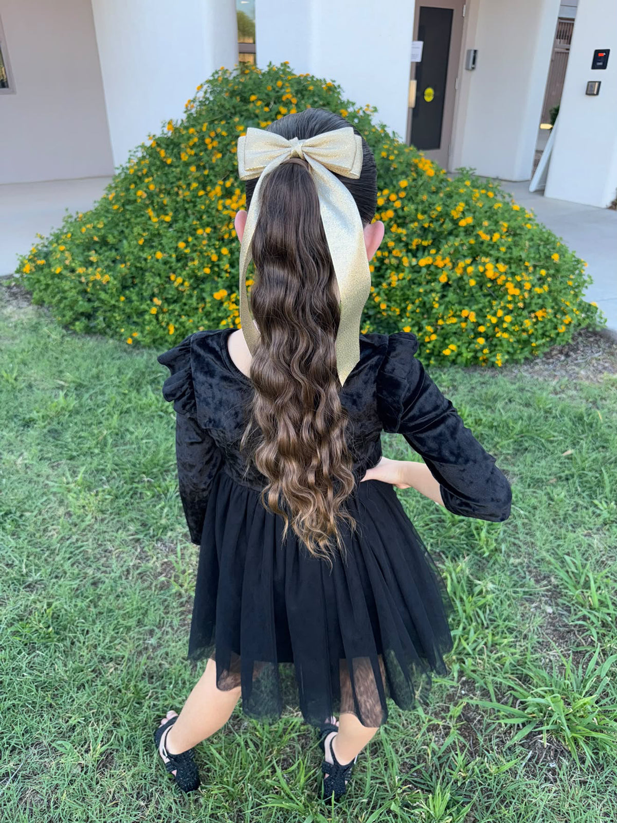 A Brielle and Harper Rose Laine Gold Sparkle Bow