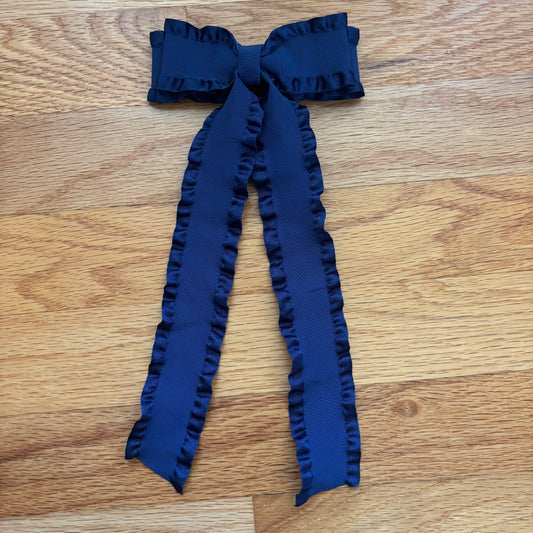 Ruffle Navy Bow