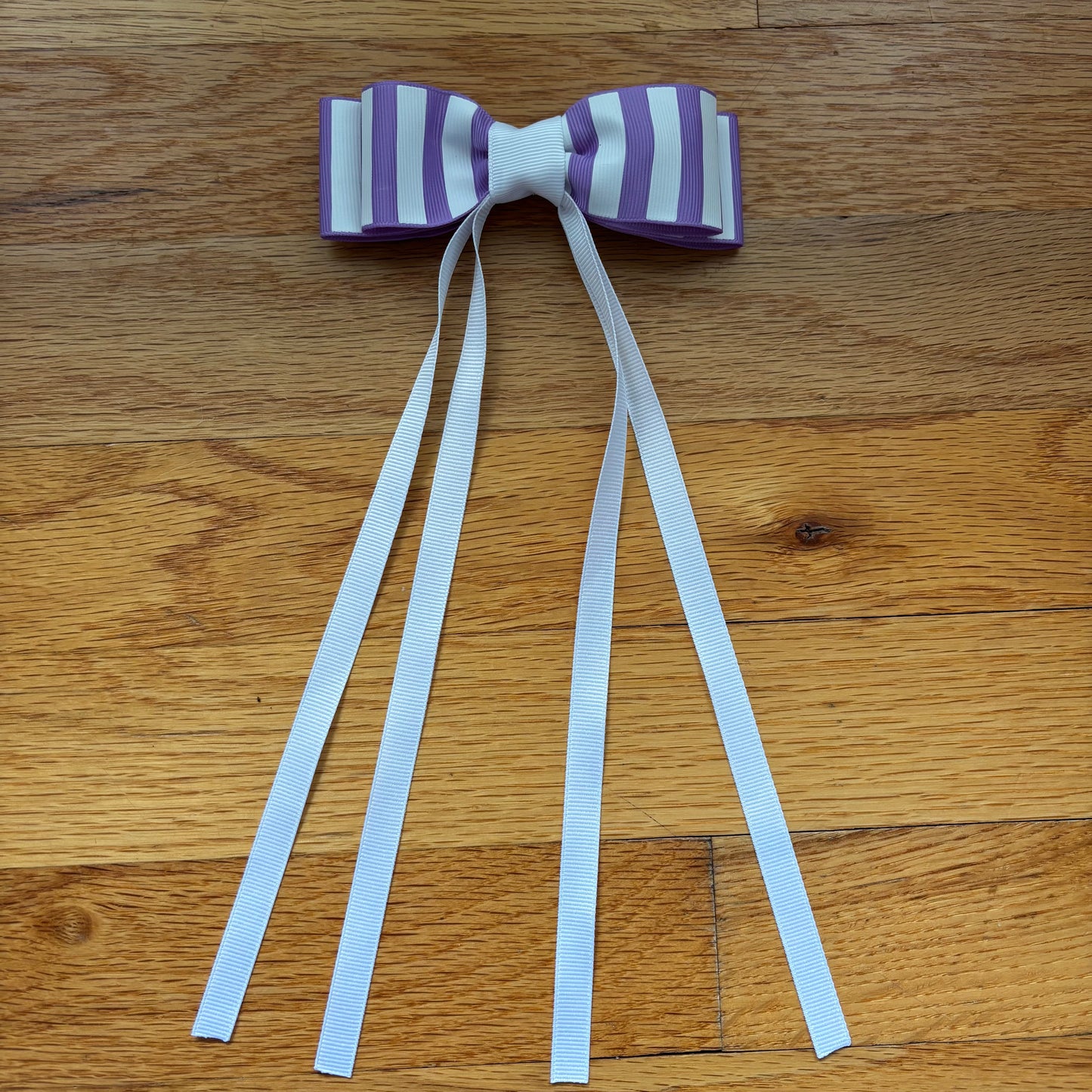 Grosgrain Printed Purple Striped Bow